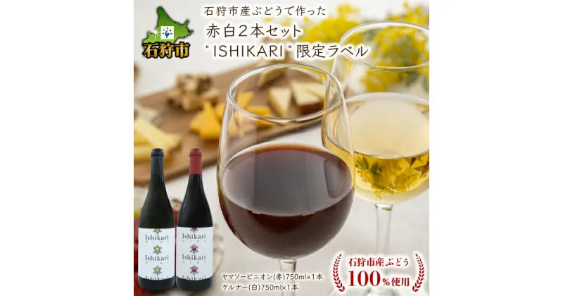 【ふるさと納税】ギフト ワイン 洋酒石狩市産ぶどうで作った赤白2本セット「ISHIKARI」限定ラベル(各750ml)2本 2種類 赤白 国産ワイン 北海道 北海道産 お酒 ワイン ワインセット ロゼ 白 二種類 セット ご当地ワイン 御土産 手土産 人気（のし対応）