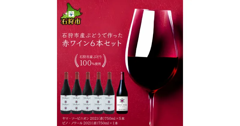 【ふるさと納税】ギフト お酒 ワイン石狩市産ぶどうで作った赤ワイン6本セット（各750ml）6本 2種類 赤白 石狩灯台 デザイン 国産ワイン 北海道 北海道産 お酒 ワイン ワインセット ロゼ 白 二種類 セット ご当地ワイン 御土産 手土産 人気[のし対応]