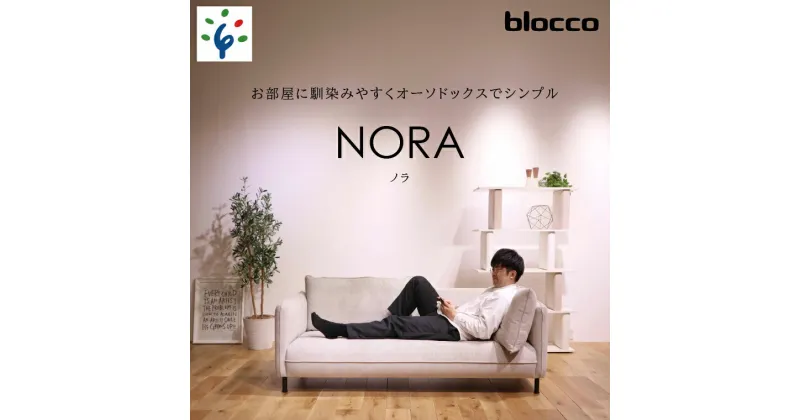 【ふるさと納税】家具 ソファ ファミリーblocco NORA（ノラ）3人掛け北海道 石狩市 いしかり おしゃれ ぶろっこ ブロッコ 青山 高級 三人掛け シンプル ナチュラル 人気 10年保証 一人掛け 3シーター 座面 1枚 メンテナンスしやすい 人気 ゆったり 広い