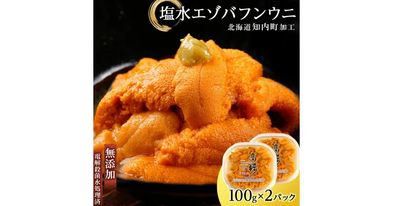 【ふるさと納税】うに ☆知内町加工☆塩水エゾバフンウニ100g×2パック【マルタカ高橋商店】知内町 ふるさと納税 北海道ふるさと納税 ウニ 北海道 生うに うに 雲丹 無添加 塩水 バフンウニ