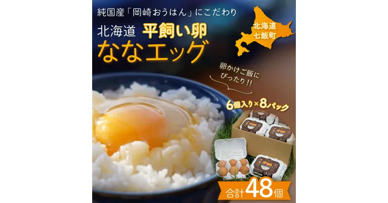 【ふるさと納税】北海道七飯町産 平飼い卵「ななエッグ」6個入り8パックセット(合計48個) たまご 玉子 タマゴ 岡崎おうはん 黄身 パック セット 送料無料 NAAO002