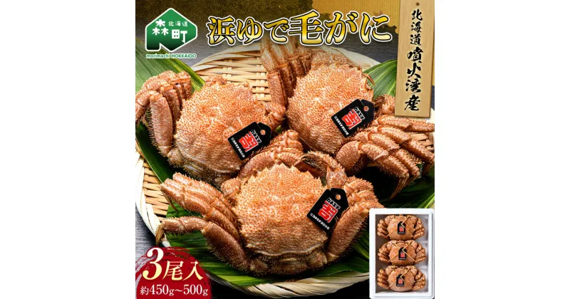 【ふるさと納税】北海道噴火湾産「カネキチ」 浜ゆで毛ガニ 3尾 450g～500g＜カネキチ澤田水産＞ かに カニ 蟹 ガニ がに 森町 ふるさと納税 北海道 毛蟹 毛かに 毛ガニ 毛カニ mr1-0245