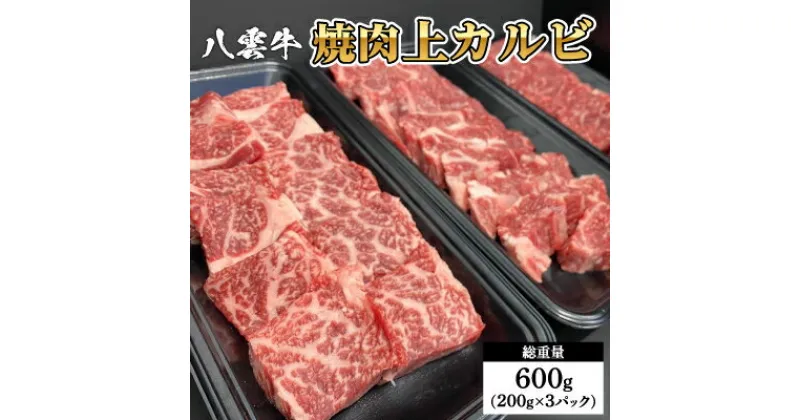 【ふるさと納税】八雲牛 焼肉上カルビ 総重量600g(200g×3パック)_ 肉 カルビ 焼肉 上カルビ 小分け 個包装 八雲牛 北海道 八雲町 産直 産地直送 希少 グルメ 冷凍 国産 人気 ブランド牛 贈答 ギフト 豪華 贅沢 プレゼント 【配送不可地域：離島】【1226762】