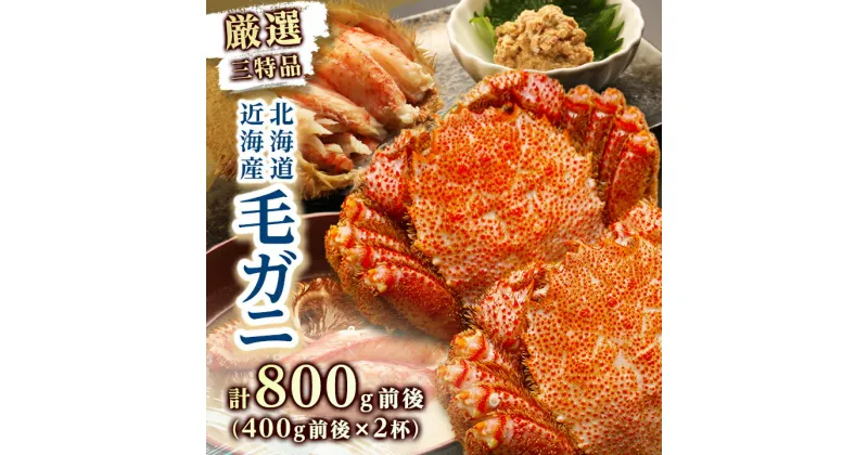 【ふるさと納税】厳選3特品　北海道近海産毛ガニ400g前後×2杯_ 毛ガニ かに カニ 蟹 毛蟹 毛がに 海鮮 魚介 北海道 八雲町 ふるさと 【配送不可地域：離島】【1308069】