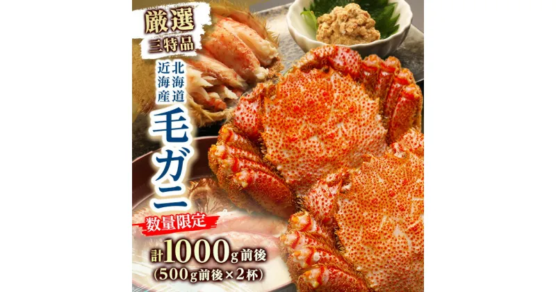 【ふるさと納税】【数量限定】厳選3特品　北海道近海産毛ガニ500g前後×2杯_ 近海産 北海道 八雲町 かに カニ 蟹 毛がに 毛蟹 冷凍 ギフト プレゼント 贈り物 送料無料 【配送不可地域：離島】【1327533】