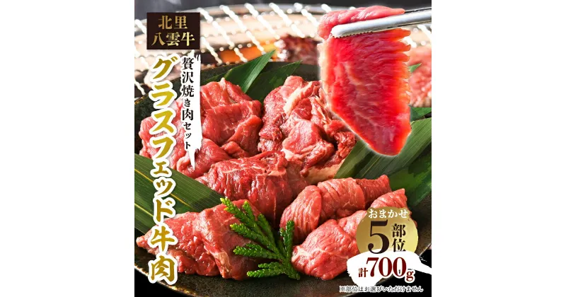 【ふるさと納税】北里八雲牛　グラスフェッド牛肉　贅沢焼き肉セット　おまかせ5部位　合計700g_ 牛肉 お肉 肉 焼肉 焼き肉 赤身肉 赤身 ミスジ バラ バラ肉 ランプ 小分け モモ モモ肉 グラスフェッドビーフ 北海道 八雲町 ふるさと 【配送不可地域：離島】【1510167】