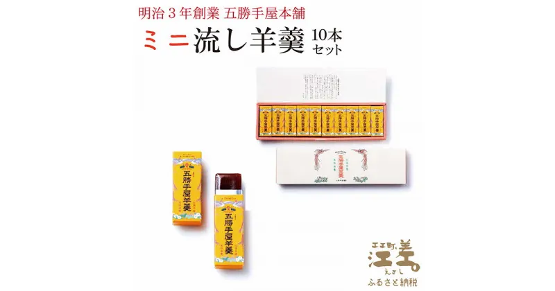 【ふるさと納税】明治3年創業 五勝手屋本舗『ミニ流し羊羹（ようかん）』10本セット　金時豆のようかん　保存料不使用　五勝手屋羊羹の老舗　和菓子　銘菓　名物　贈答用　ギフト