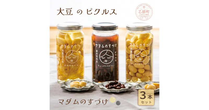 【ふるさと納税】＜マダムのすづけ　3本セット＞乙部町産大豆を使用したヘルシーなピクルス! 北海道 乙部町 大豆　黒千石　黒千石大豆　自大豆　大莢白乙女　ポリフェノール　豊富　ピクルス　酢　さっぱり　スパイシー　ローリエ　レモン　フェンネル　おつまみ　ぴったり