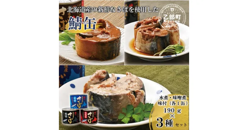 【ふるさと納税】＜笹谷商店さば缶 3種3缶セット(水煮・味噌煮・味付各1缶)＞さば缶 サバ缶 190g 北海道 国産 北海道産 道産 釧之助のさば缶 醤油 鯖缶 缶詰 缶詰め 魚介 魚介類 海産物 非常食 常温 保存食 長期保存 長期保管 備蓄 防災 災害 食料 キャンプ BBQ 健康 美容