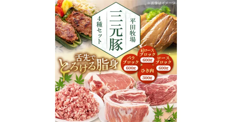 【ふるさと納税】三元豚 ロース・バラ・肩ロースブロック各600g・ひき肉計600g（300g×2パック） 《喜茂別町》【平田牧場】 肉 豚肉 ブロック ステーキ ステーキ用 ロース ロースステーキ バラ 肩ロース 北海道 [AJAP010] 29000 29000円