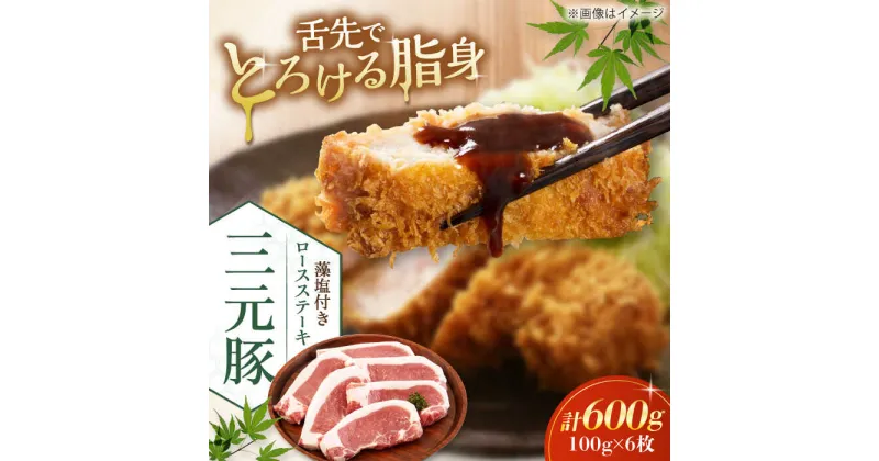 【ふるさと納税】三元豚 ロースステーキ 6枚（100g/枚） 藻塩付き 《喜茂別町》【平田牧場】肉 豚肉 ロース ステーキ ステーキ用 とんかつ トンテキ 生姜焼き 冷蔵配送 北海道 [AJAP003] 13000 13000円