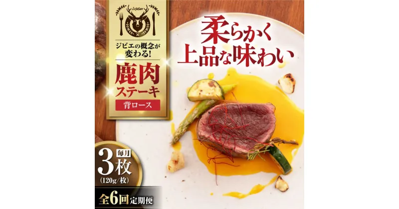 【ふるさと納税】【全6回定期便】鹿肉 背ロース 120g×3枚 《喜茂別町》【EBIJIN】 ジビエ 鹿 ロース ステーキ ステーキ用 赤身 冷凍 冷凍配送 定期便 北海道 [AJAO029] 90000 90000円 9万円