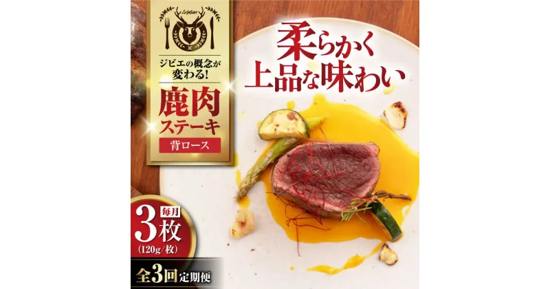 【ふるさと納税】【全3回定期便】鹿肉 背ロース 120g×3枚 《喜茂別町》【EBIJIN】 ジビエ 鹿 ロース ステーキ ステーキ用 赤身 冷凍 冷凍配送 定期便 北海道 [AJAO028] 45000 45000円