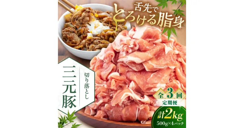 【ふるさと納税】【全3回定期便】 三元豚 切り落とし 計2kg（500g×4パック） 《喜茂別町》【平田牧場】 肉 豚肉 生姜焼き 小分け 冷凍 冷凍配送 定期便 北海道 北海道 [AJAP035] 60000 60000円 6万円