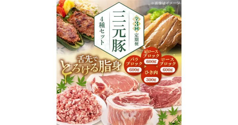 【ふるさと納税】【全3回定期便】 三元豚 ロース・バラ・肩ロースブロック各600g・ひき肉計600g（300g×2パック） 《喜茂別町》【平田牧場】 肉 豚肉 ブロック ステーキ ステーキ用 ロース ロースステーキ 北海道 北海道 [AJAP051] 87000 87000円