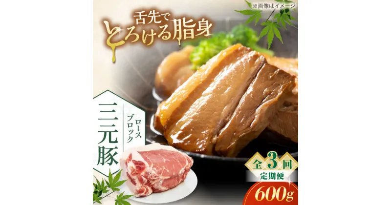 【ふるさと納税】【全3回定期便】三元豚 ロースブロック600g《喜茂別町》【平田牧場】 肉 豚肉 ロース ブロック ローストポーク 煮豚 酢豚 煮物 冷凍配送 北海道 [AJAP095]