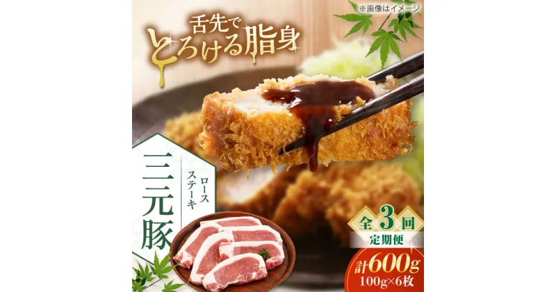 【ふるさと納税】【全3回定期便】三元豚 ロースステーキ 6枚（100g/枚） 藻塩ナシ 《喜茂別町》【平田牧場】肉 豚肉 ロース ステーキ ステーキ用 とんかつ トンテキ 生姜焼き 冷蔵配送 北海道 [AJAP087]