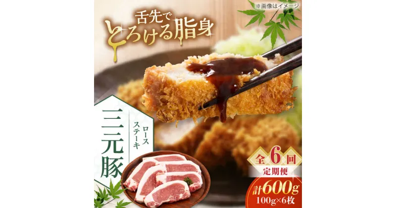 【ふるさと納税】【全6回定期便】三元豚 ロースステーキ 6枚（100g/枚） 藻塩ナシ 《喜茂別町》【平田牧場】肉 豚肉 ロース ステーキ ステーキ用 とんかつ トンテキ 生姜焼き 冷蔵配送 北海道 [AJAP088]