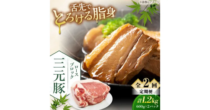 【ふるさと納税】【全2回定期便】三元豚 ロースブロック1.2kg（600g×2パック）《喜茂別町》【平田牧場】 肉 豚肉 ロース ブロック ローストポーク 煮豚 酢豚 煮物 冷凍配送 北海道 [AJAP098]