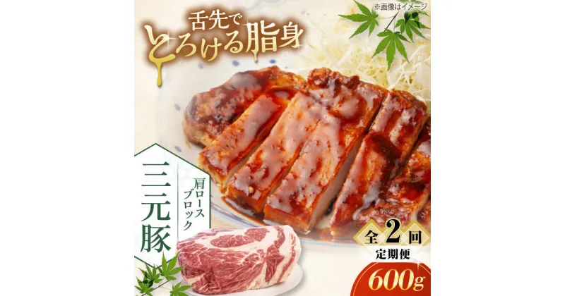 【ふるさと納税】【全2回定期便】三元豚 肩ロースブロック600g《喜茂別町》【平田牧場】 肉 豚肉 ロース ブロック ローストポーク 煮豚 酢豚 煮物 冷凍配送 北海道 [AJAP110]