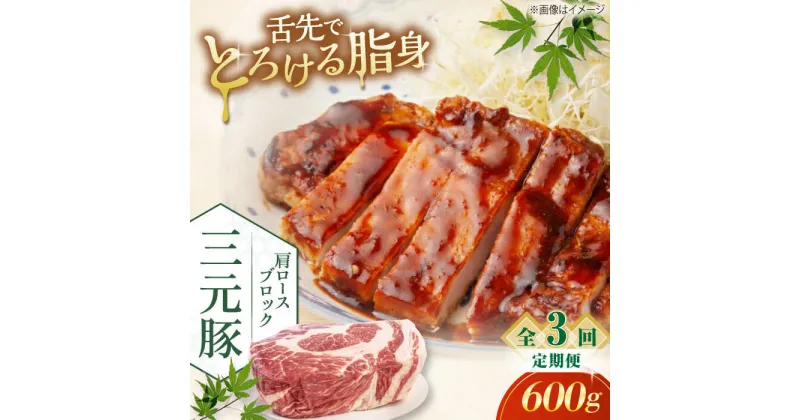 【ふるさと納税】【全3回定期便】三元豚 肩ロースブロック600g《喜茂別町》【平田牧場】 肉 豚肉 ロース ブロック ローストポーク 煮豚 酢豚 煮物 冷凍配送 北海道 [AJAP111]