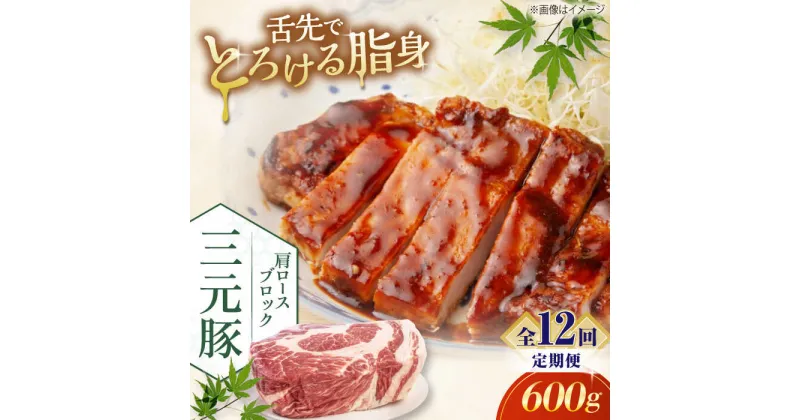 【ふるさと納税】【全12回定期便】三元豚 肩ロースブロック600g《喜茂別町》【平田牧場】 肉 豚肉 ロース ブロック ローストポーク 煮豚 酢豚 煮物 冷凍配送 北海道 [AJAP113]