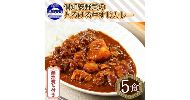 【ふるさと納税】無地熨斗 倶知安 牛すじカレー 中辛 計5個 北海道 レトルト食品 牛すじ 野菜 じゃがいも お取り寄せ グルメ スパイス おかず お肉 牛肉 加工食品 レトルト　倶知安町