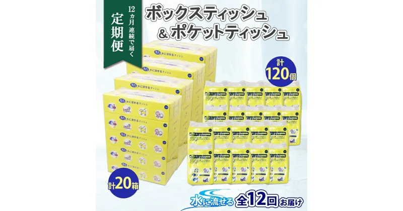 【ふるさと納税】北海道 定期便 12ヶ月連続 とけまるくん ボックス ティッシュ 20箱 ポケット 120個 水に流せる ペーパーリサイクル エコ 香りなし 厚手 日用品 雑貨 常備 備蓄 ストック 送料無料　定期便・ 倶知安町 　お届け：12ヶ月連続