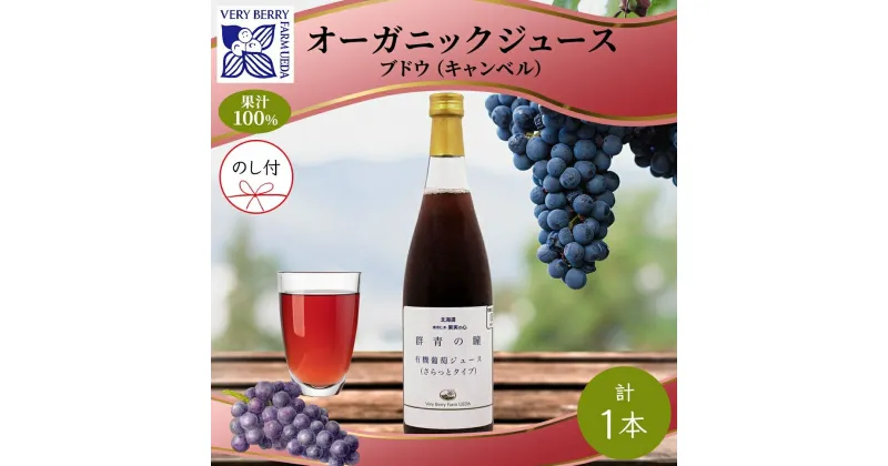 【ふるさと納税】無地熨斗 オーガニック 有機 キャンベル ブドウ ジュース 710ml 1本 セット 群青の瞳 ぶどう 果汁 100％ お取り寄せ ギフト セット 熨斗 のし 北海道 仁木町　仁木町　お届け：2024年2月10日より順次出荷