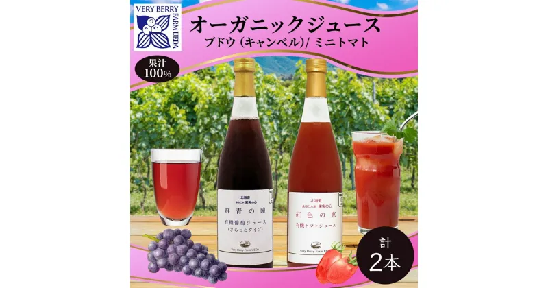 【ふるさと納税】【先行受付】オーガニック 有機 キャンベル ブドウ ミニトマト アイコ ジュース 飲み比べ 710ml 2本 群青の瞳 ぶどう 紅色の恵 果汁 100％ お取り寄せ 北海道 仁木町　 ぶどうジュース 　お届け：2024年2月10日より順次出荷