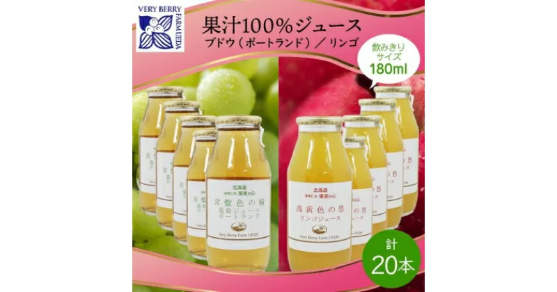 【ふるさと納税】ポートランド リンゴ ジュース 飲み比べ 180ml 計20本 常盤色の瞳 ぶどう 浅黄色の愁 りんご ジュース 果汁 100％ ジュース ギフト セット 果汁100 葡萄 林檎 自然農園 お取り寄せ ギフト　 果汁飲料