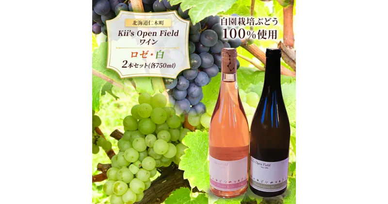 【ふるさと納税】ワイン 北海道 仁木町 の果樹園 Kii’s Open Field ロゼ ・ 白 2本セット(各750ml) ロゼ：ピノノワール 白：ソーヴィニヨンブラン　仁木町