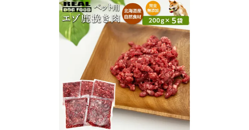 【ふるさと納税】ペット用 エゾ鹿挽き肉 200g×5袋≪REAL DOG FOOD≫ ペットフード