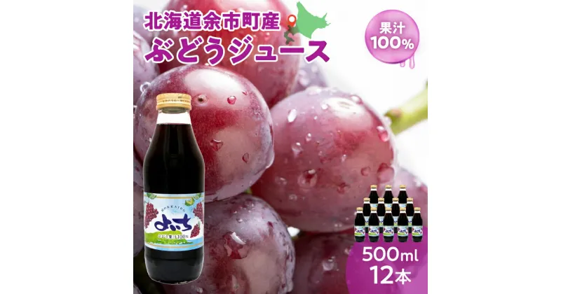 【ふるさと納税】 ぶどうジュース 500ml × 12本 セット ストレート 北海道産 ぶどう ブドウ 果汁100％ ジュース グレープジュース ストレートジュース ぶどうゼリー スムージー ソーダ割り お中元 贈り物 ギフト 国産 北海道 余市町 送料無料