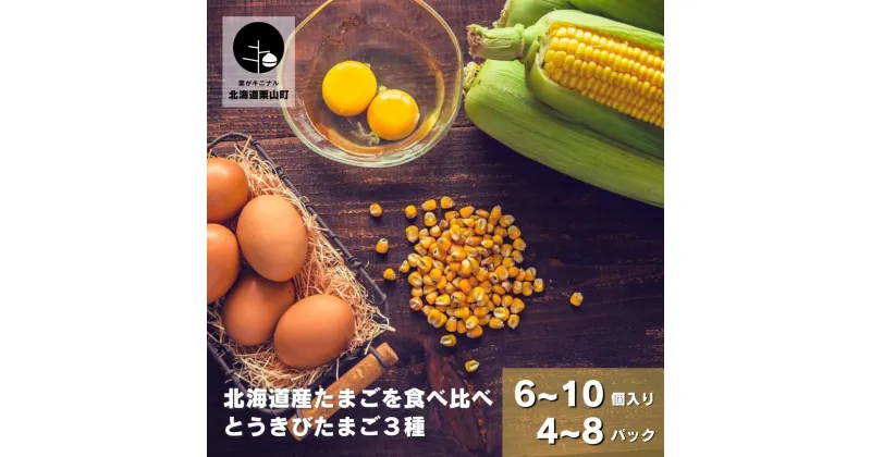 【ふるさと納税】北海道産たまごを食べ比べ「とうきびたまご3種」 酒井農場《6個入・10個入》《4パック・6パック・8パック》