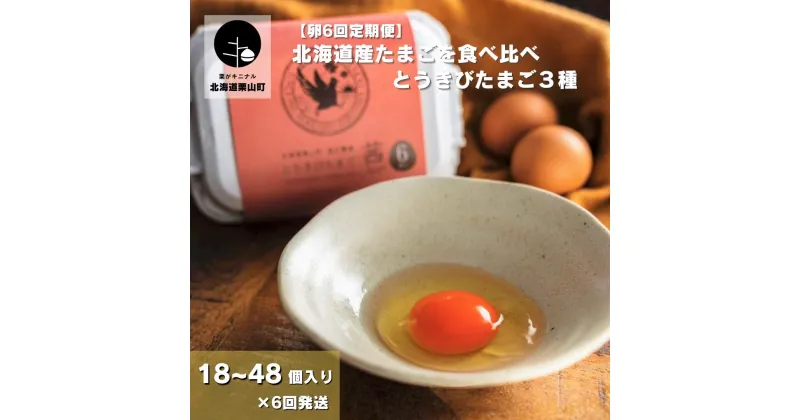 【ふるさと納税】【卵6回定期便】北海道産たまごを食べ比べ「とうきびたまご3種」《18個×6回・ 24個×6回・36個×6回・48個×6回》