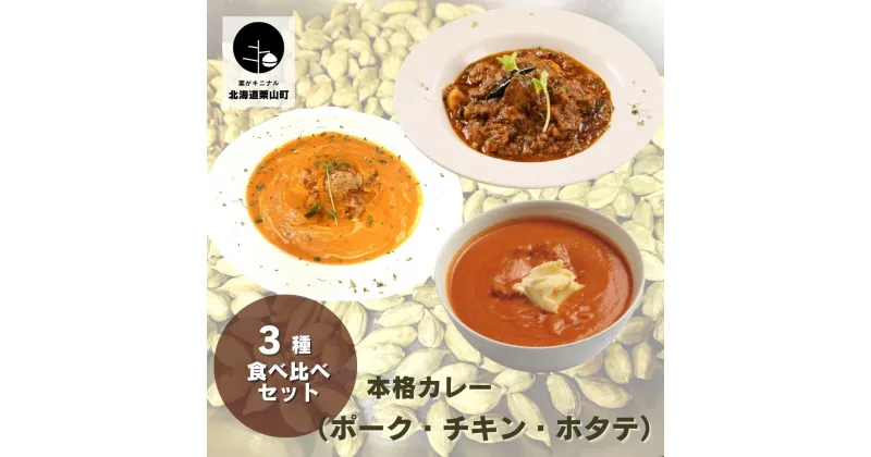 【ふるさと納税】レストラン「earth」の本格カレー三種食べ比べセット（ポーク・チキン・ホタテ）