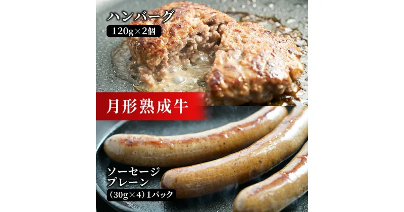 【ふるさと納税】【添加物不使用】月形熟成牛ハンバーグ・ソーセージセット（S）　 お肉 肉料理 肉の加工品 洋食 惣菜 黒毛和牛 赤身 熟成赤身肉使用 肉本来の旨み ヘルシー 塩分最低限 低塩