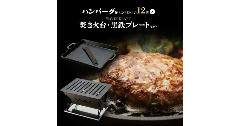 【ふるさと納税】ハンバーグ 食べ比べセット と 焚き火台 黒鉄プレート セット オンライン 申請 ふるさと納税 北海道 新十津川 焼肉 BBQ バーベキュー キャンプ アウトドア 焚火 お取り寄せ 新十津川町【13017】