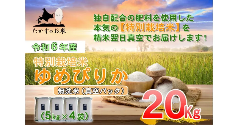 【ふるさと納税】【 令和6年産 】 ゆめぴりか （ 無洗米 ） 特Aランク 北海道 米 を代表する人気の品種 真空パック5kg×4袋 20kg 北海道 鷹栖町 たかすのお米 米 コメ こめ ご飯 無洗米お米 ゆめぴりか コメ 無洗米