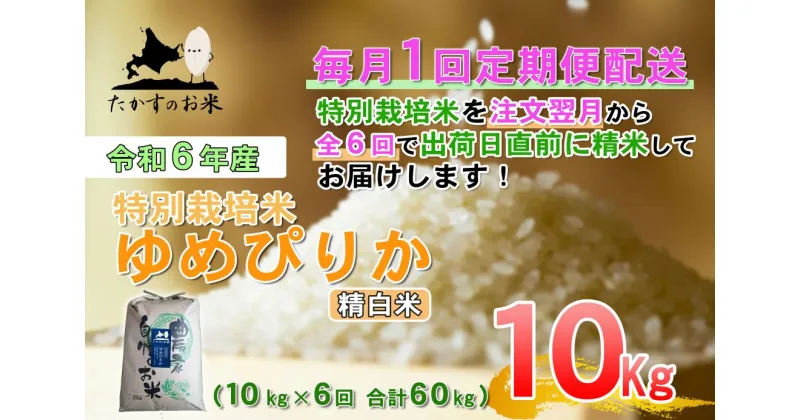 【ふるさと納税】定期便【令和6年産】ゆめぴりか（精白米）10kg×6回 特Aランク 北海道 米 を代表する人気の品種 北海道 鷹栖町 たかすのお米 特別栽培米 米 コメ ご飯 精 白米 お米 ゆめぴりか