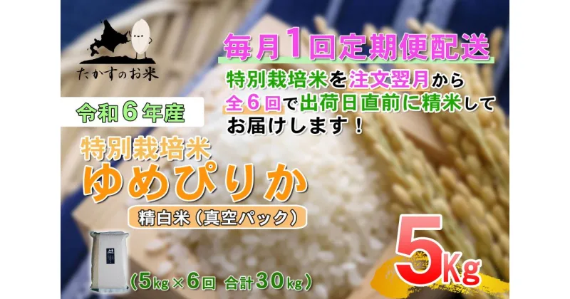 【ふるさと納税】定期便【令和6年産】ゆめぴりか（精白米）5kg×6回 特Aランク 真空パック 北海道 米 を代表する人気の品種 北海道 鷹栖町 たかすのお米 特別栽培米 米 コメ ご飯 精 白米 お米 ゆめぴりか