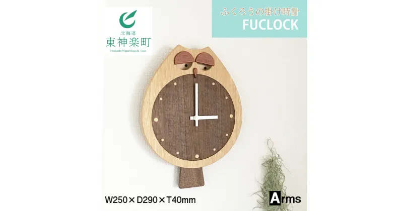 【ふるさと納税】 ふくろうの掛け時計 ■ 工房 アームズ ■ FUCLOCK(フクロック)（O)掛け時計 時計 クロック インテリア 家具 東神楽町 ふるさと納税 北海道