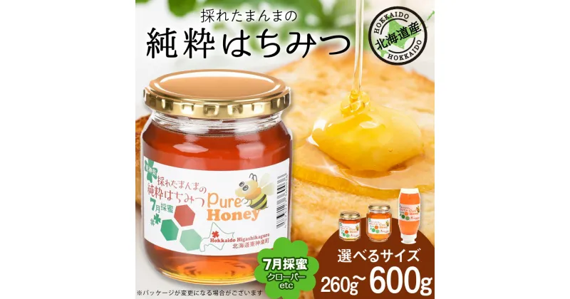 【ふるさと納税】東神楽産採れたまんまの純粋はちみつ 選べる260g～600g 【7月採密】クローバー etc.はちみつ ハチミツ 蜂蜜 国産 非加熱 完熟 調味料 ハニー 純粋 東神楽ふるさと納税 北海道ふるさと納税