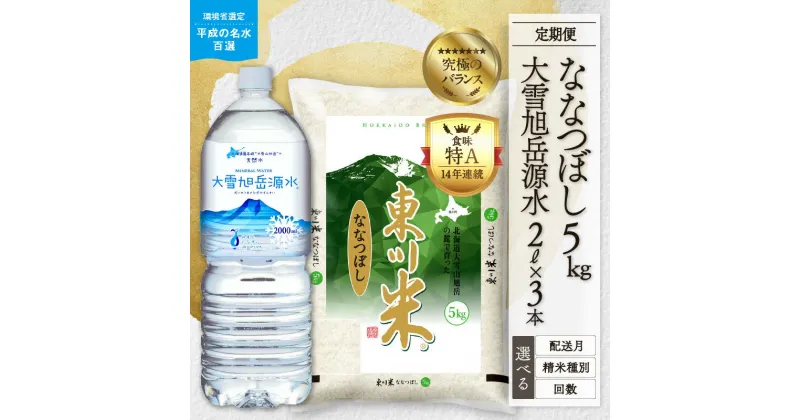 【ふるさと納税】【精米種別・初回配送月・回数を選べる】令和6年産 定期便 東川米「ななつぼし」5kg+大雪旭岳源水6Lセット