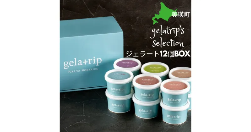 【ふるさと納税】びえい牧場の牛乳を使用！gelatrip’s selection　ジェラート　アイス 12個BOX　北海道　北海道美瑛　美瑛　美瑛町　北海道美瑛町　ジェラート　スイーツ　ギフト　プレゼント　ジャージー牛乳　イチゴ　ハスカップ　ブルーベリー　ラムレーズン[019-18]