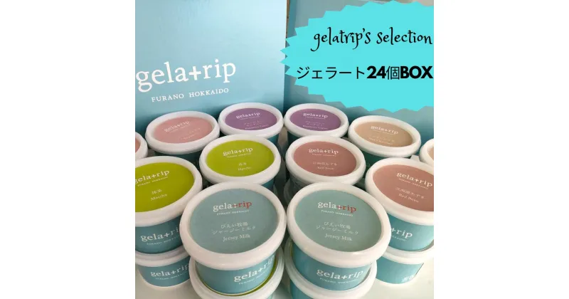 【ふるさと納税】びえい牧場の牛乳を使用！gelatrip’s selection　ジェラート　アイス 24個BOX　北海道　北海道美瑛　美瑛　美瑛町　北海道美瑛町　スイーツ　ギフト　プレゼント　ジャージー牛乳　イチゴ　ハスカップ　ブルーベリー　ラムレーズン[034-05]