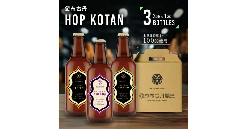 【ふるさと納税】HOP KOTAN 定番ビール3本セット（3種各1本）ビール 発泡酒 地ビール お酒 酒 アルコール ギフト 贈り物 プレゼント 北海道 上富良野町　お酒・地ビール・酒・クラフトビール