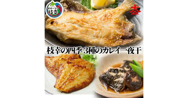 【ふるさと納税】枝幸の四季 3種のカレイ一夜干（宗八カレイ×8・赤カレイ×6～8・ナメタカレイ×4）　魚貝類・干物