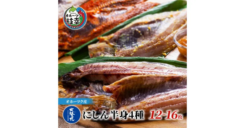 【ふるさと納税】北隆丸 にしん半身4種セット1.2kg（12～16枚）一夜干・塩麹漬・西京漬・チャンジャ漬［300g（3～4枚入）×各1P］ オホーツク枝幸産　魚貝類・干物・魚貝類・漬魚・味噌漬け・魚貝類・加工食品